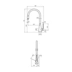 Parisi Ycon Kitchen Mixer with Pull-out Spray - Chrome