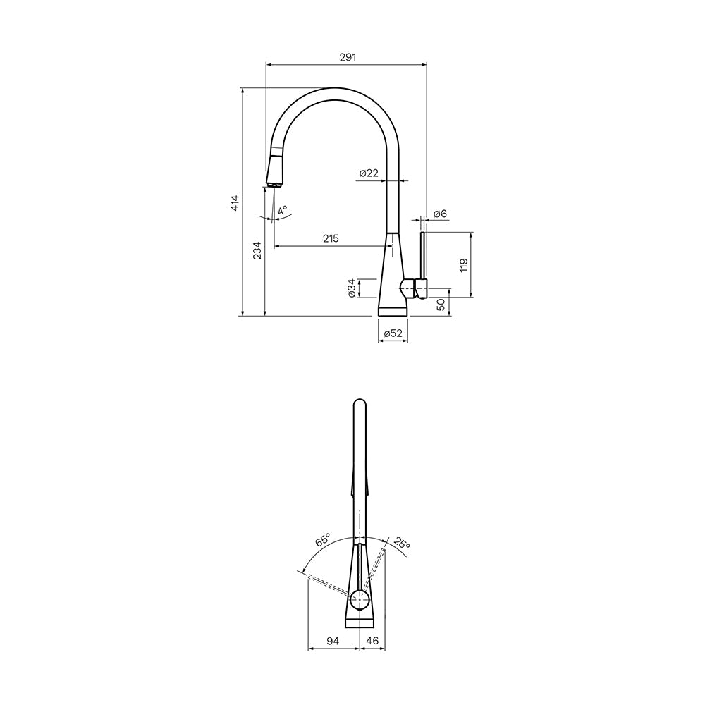 Parisi Ycon Kitchen Mixer with Pull-out Spray - Chrome