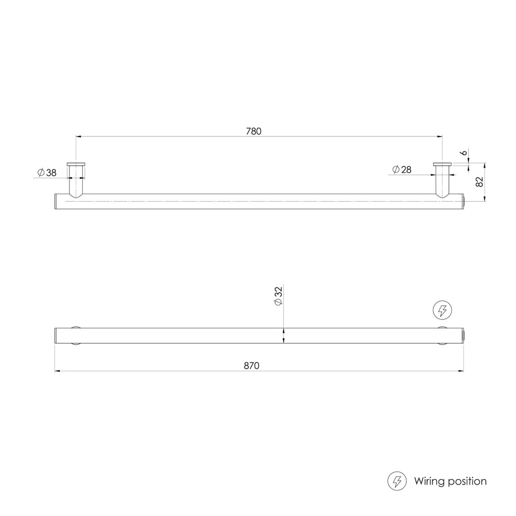 Phoenix 12V Heated Towel Rail Round 800mm - Chrome - 650-8761-00