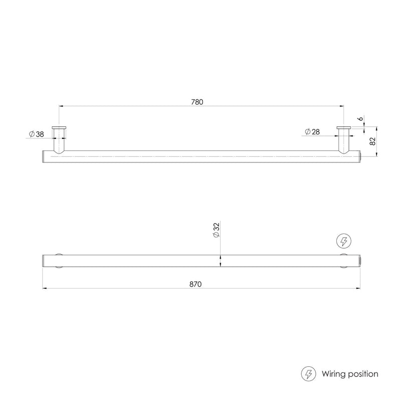 Phoenix Heated Towel Rail Round 800mm - Brushed Nickel