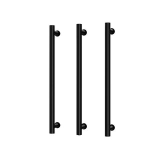 Phoenix 12V Heated Triple Towel Rail Round 600mm - Matte Black - 650-8762-10