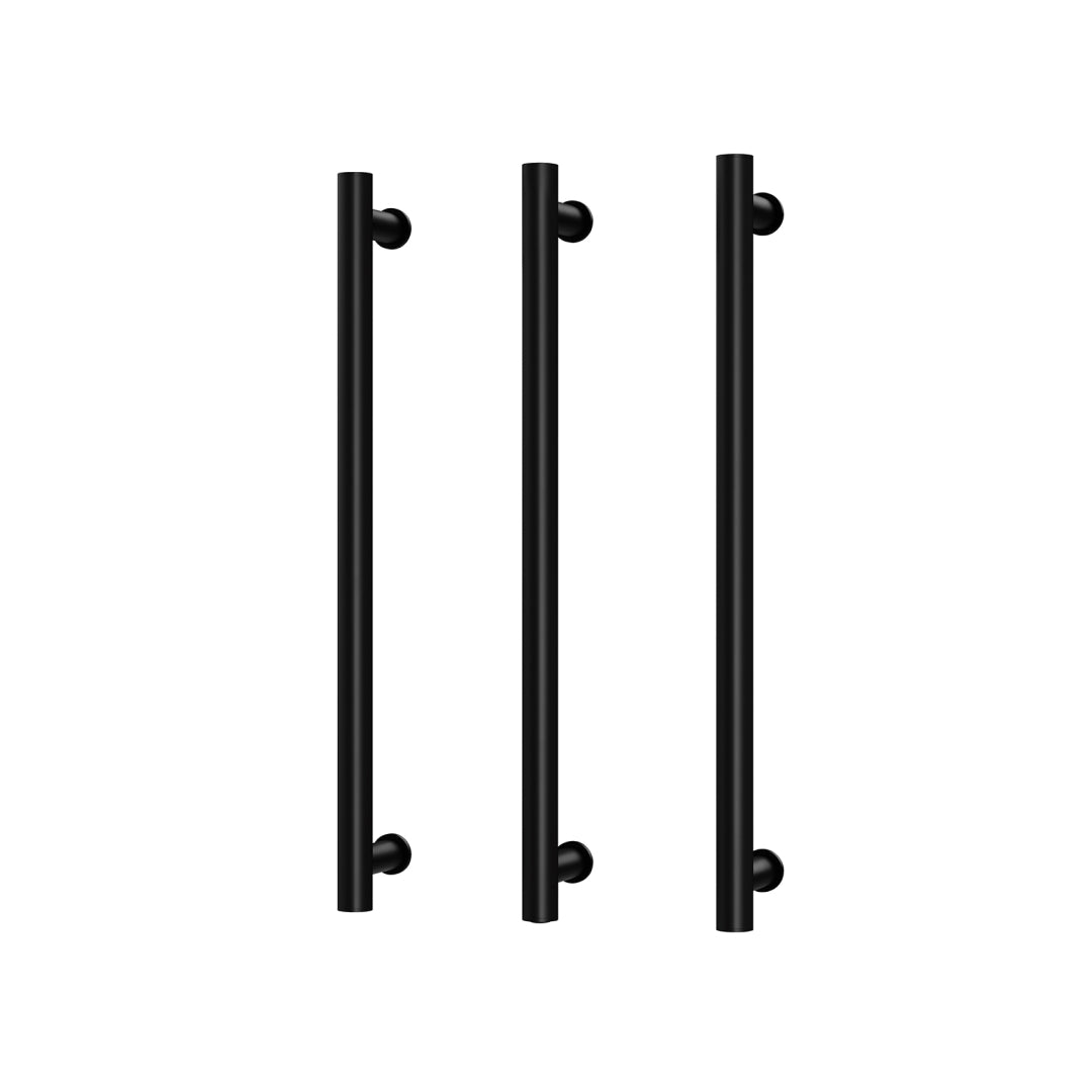 Phoenix 12V Heated Triple Towel Rail Round 600mm - Matte Black - 650-8762-10