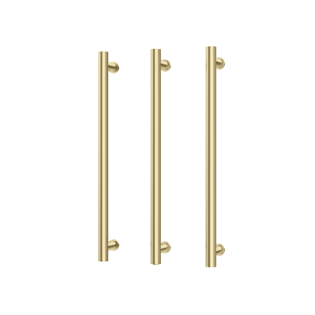 Phoenix 12V Heated Triple Towel Rail Round 600mm - Brushed Gold - 650-8762-12