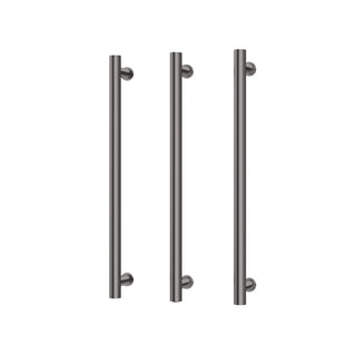Phoenix 12V Heated Triple Towel Rail Round 600mm - Brushed Carbon - 650-8762-31
