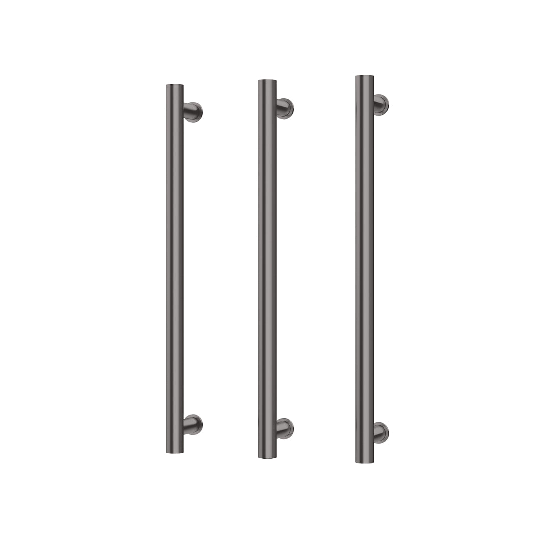 Phoenix 12V Heated Triple Towel Rail Round 600mm - Brushed Carbon - 650-8762-31