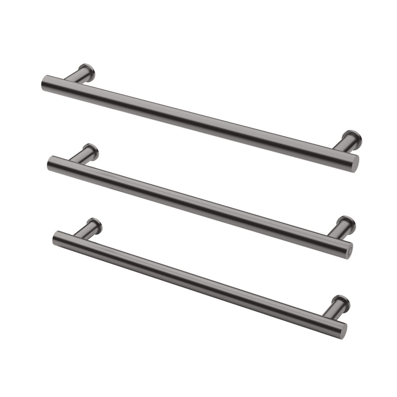 Phoenix Heated Triple Towel Rail Round 600mm - Brushed Carbon