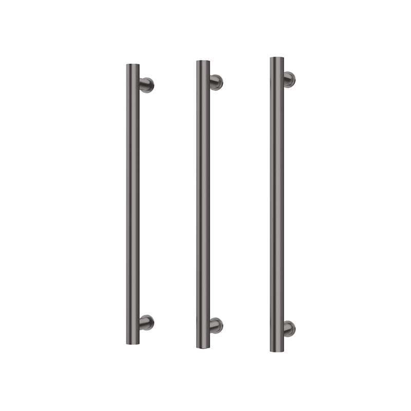 Phoenix Heated Triple Towel Rail Round 600mm - Brushed Carbon