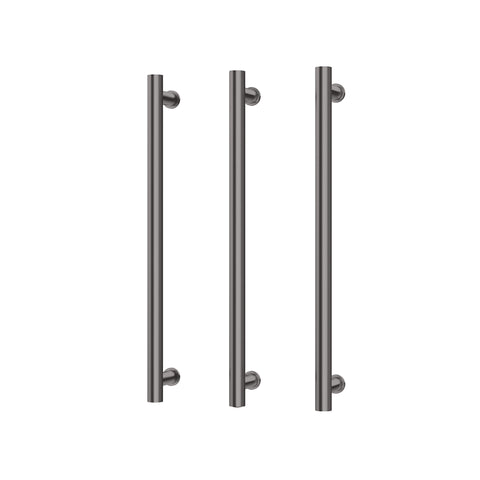 Phoenix Heated Triple Towel Rail Round 600mm - Brushed Carbon