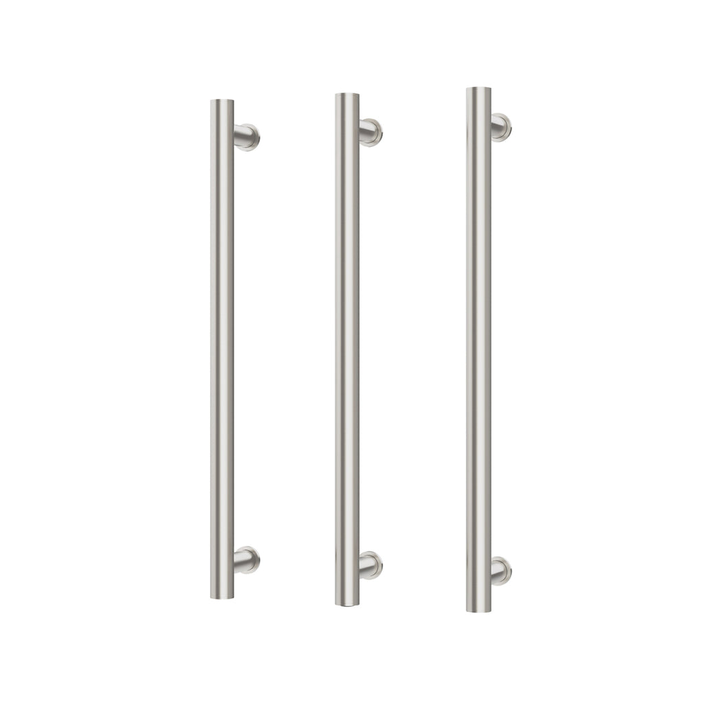 Phoenix 12V Heated Triple Towel Rail Round 600mm - Brushed Nickel - 650-8762-40