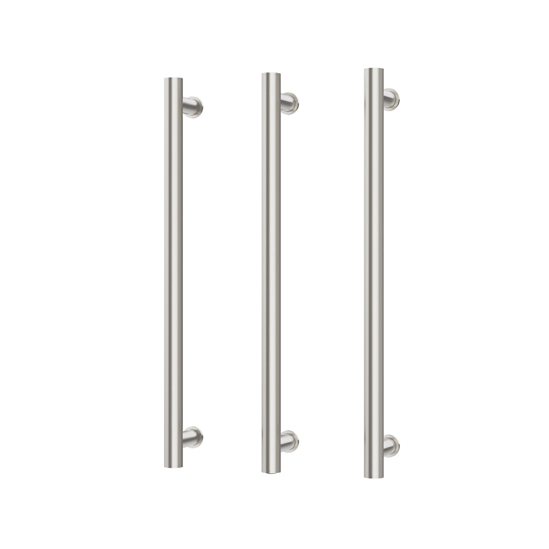 Phoenix 12V Heated Triple Towel Rail Round 600mm - Brushed Nickel - 650-8762-40