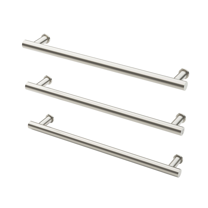 Phoenix 12V Heated Triple Towel Rail Round 600mm - Brushed Nickel