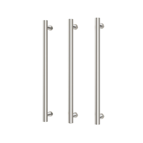Phoenix 12V Heated Triple Towel Rail Round 600mm - Brushed Nickel
