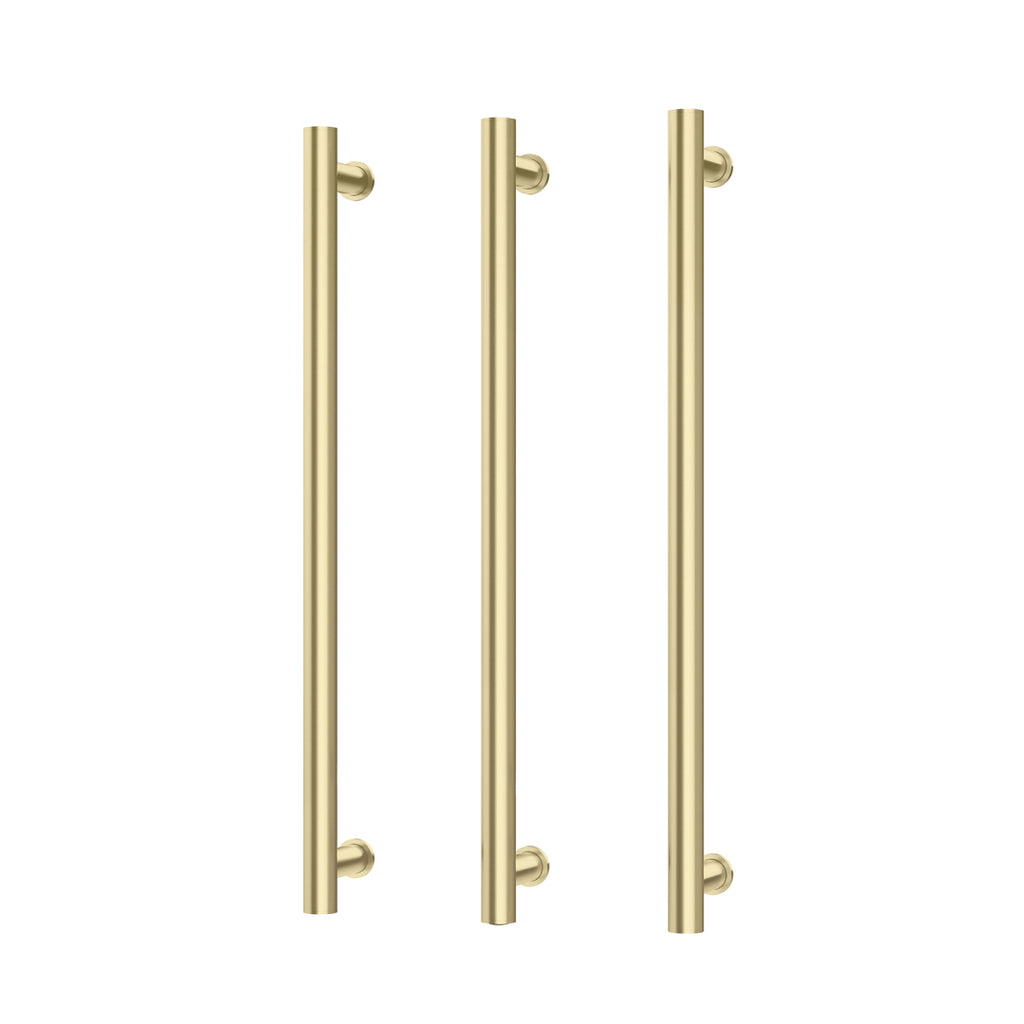 Phoenix 12V Heated Triple Towel Rail Round 800mm - Brushed Gold - 650-8763-12