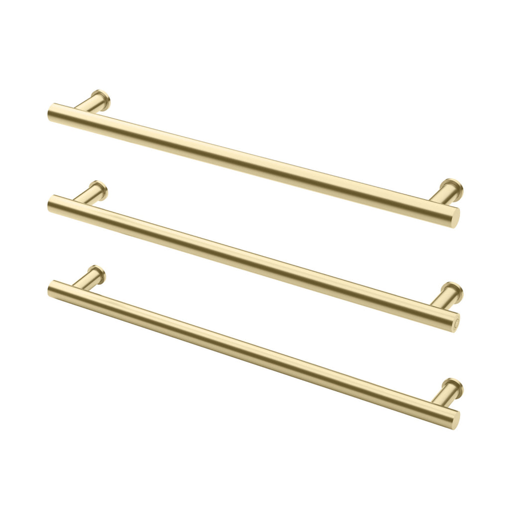 Phoenix 12V Heated Triple Towel Rail Round 800mm - Brushed Gold - 650-8763-12