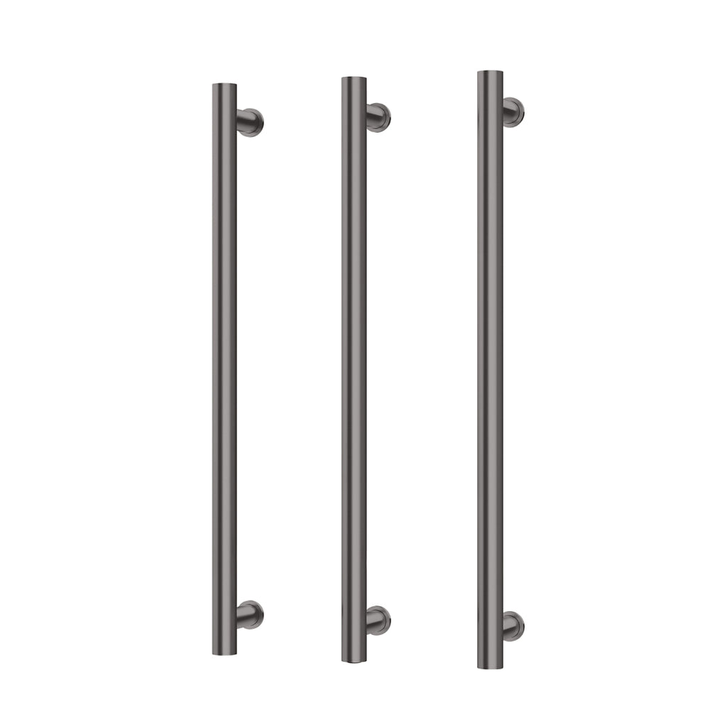 Phoenix 12V Heated Triple Towel Rail Round 800mm - Brushed Carbon - 650-8763-31