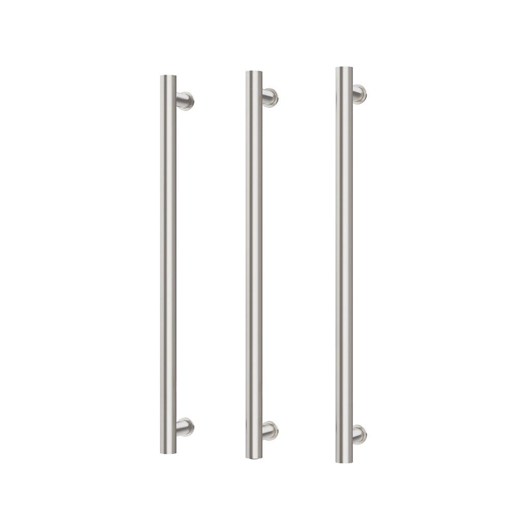 Phoenix 12V Heated Triple Towel Rail Round 800mm - Brushed Nickel - 650-8763-40