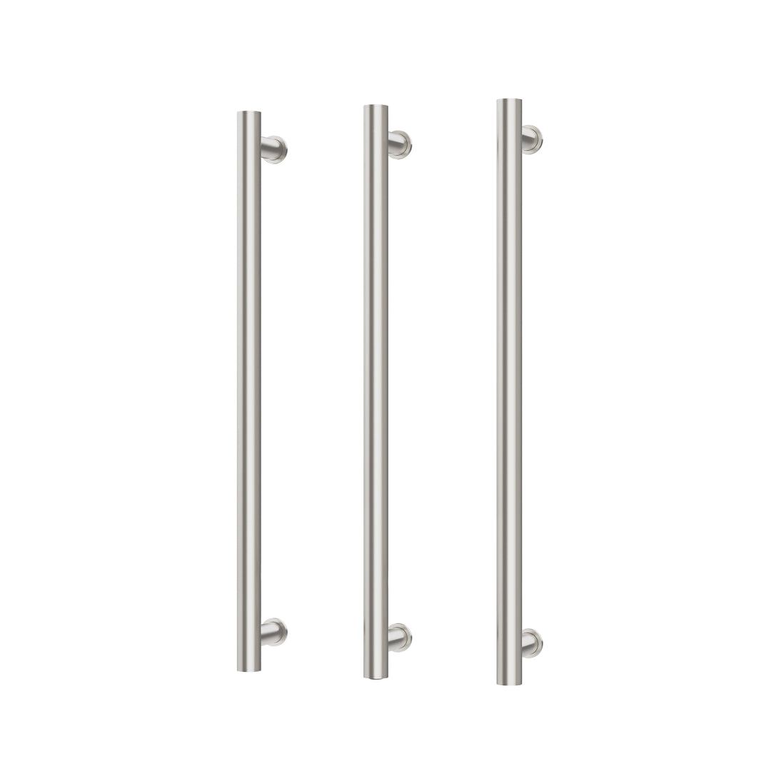 Phoenix 12V Heated Triple Towel Rail Round 800mm - Brushed Nickel - 650-8763-40