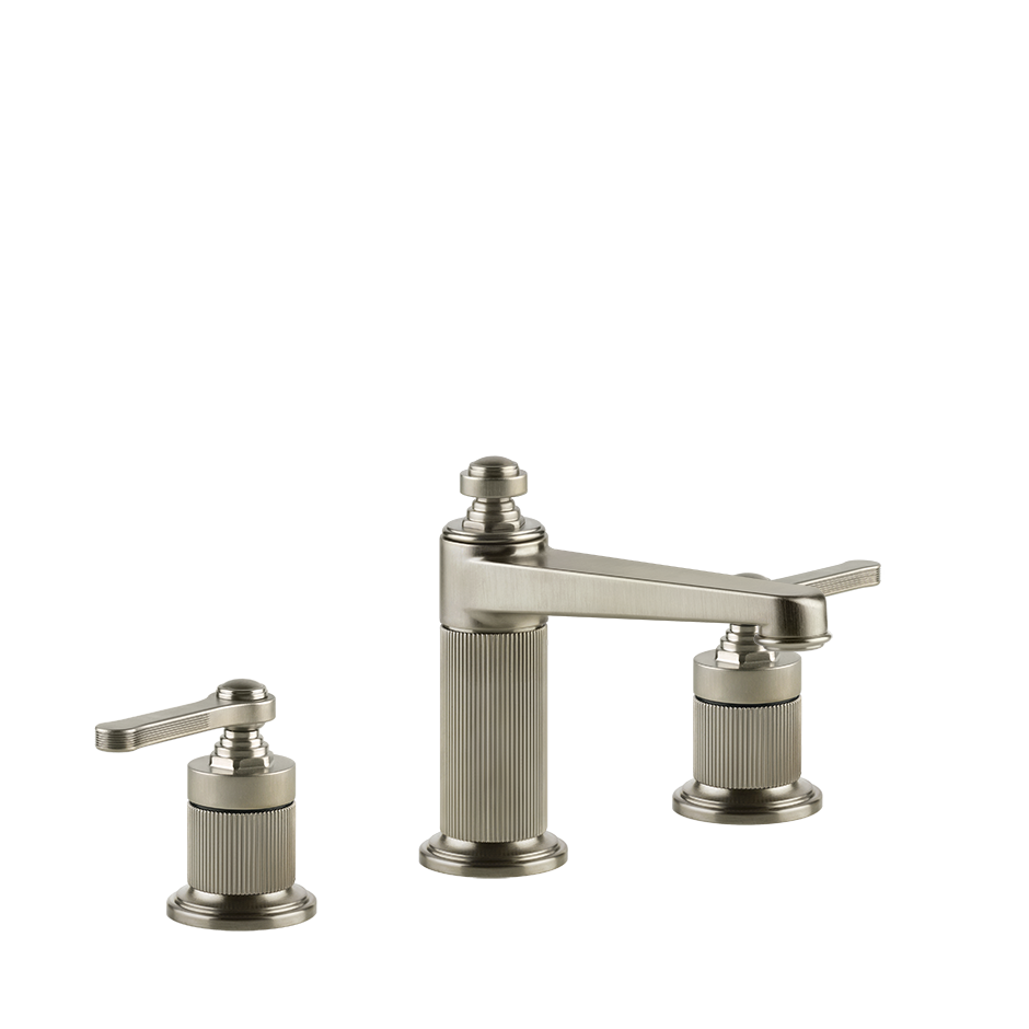 Gessi Venti20 Medium Three Piece Basin Tap Set without Waste - Finox Brushed Nickel PF65014-149