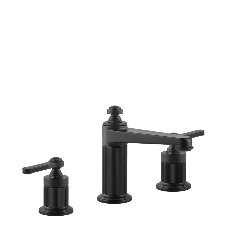 Gessi Venti20 Medium Three Piece Basin Tap Set without Waste - Matte Black PF65014-299