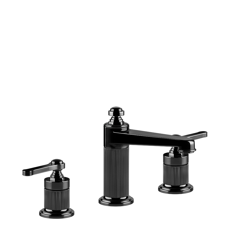 Gessi Venti20 Medium Three Piece Basin Tap Set without Waste - Black Metal PVD PF65014-706