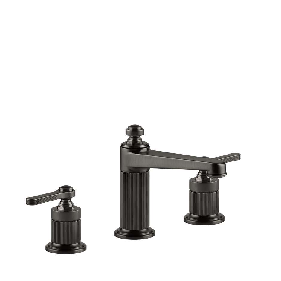 Gessi Venti20 Medium Three Piece Basin Tap Set without Waste - Black Metal Br. PVD PF65014-707