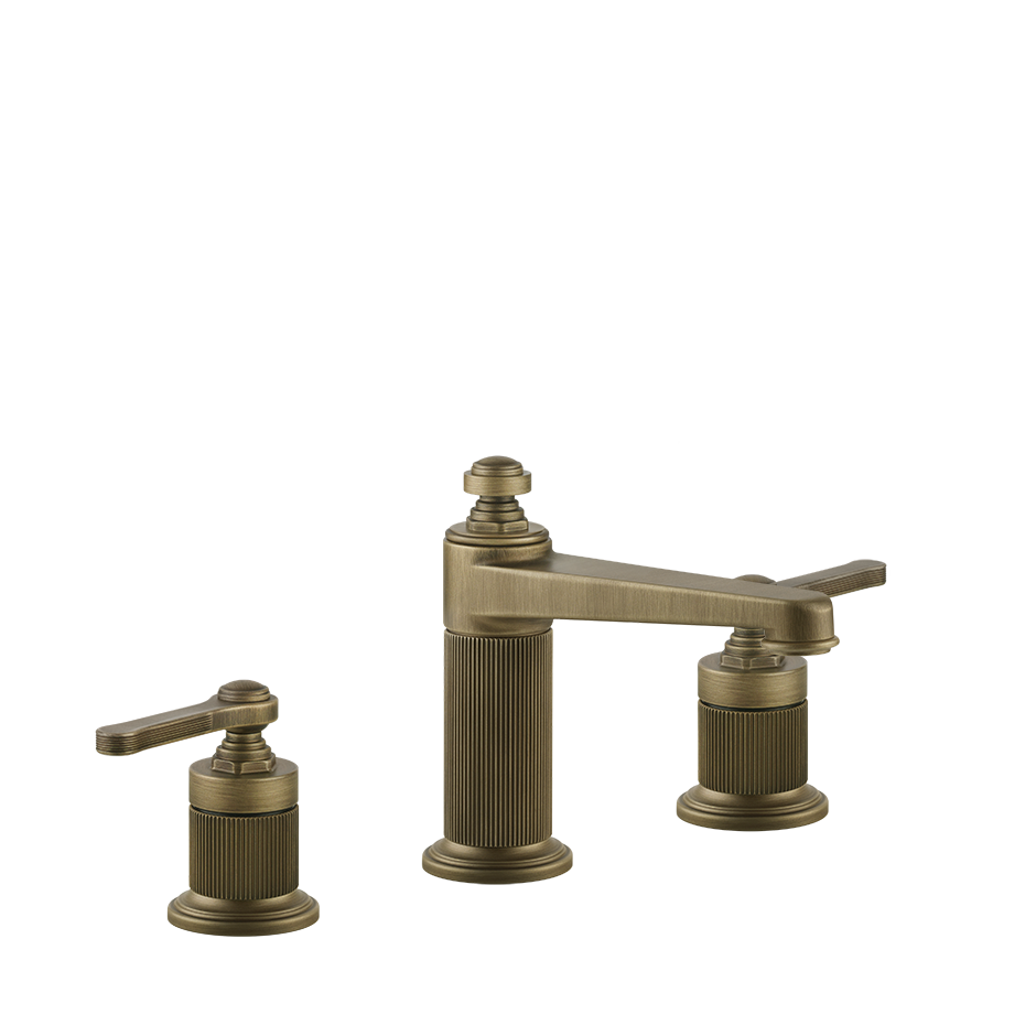 Gessi Venti20 Medium Three Piece Basin Tap Set without Waste - Antique Brass PF65014-713