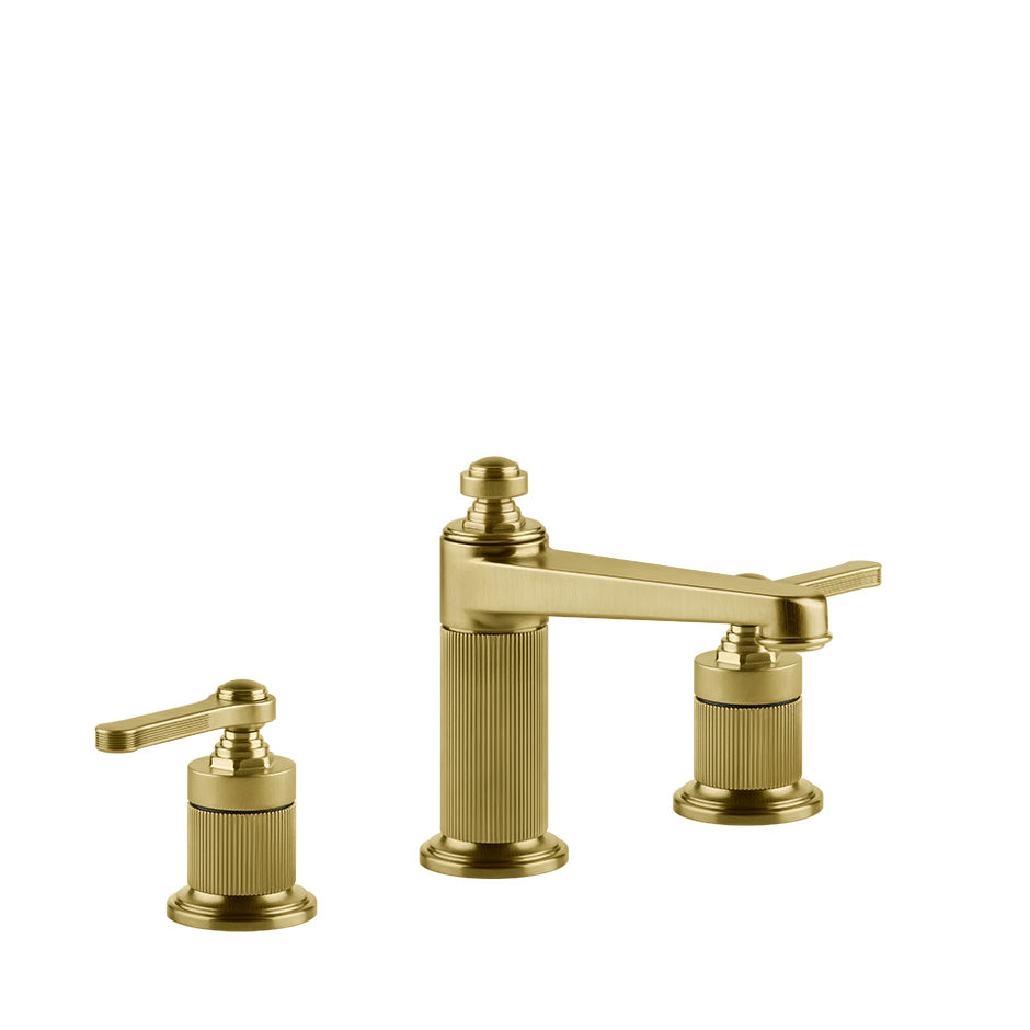 Gessi Venti20 Medium Three Piece Basin Tap Set without Waste - Gold Brushed PVD PF65014-716