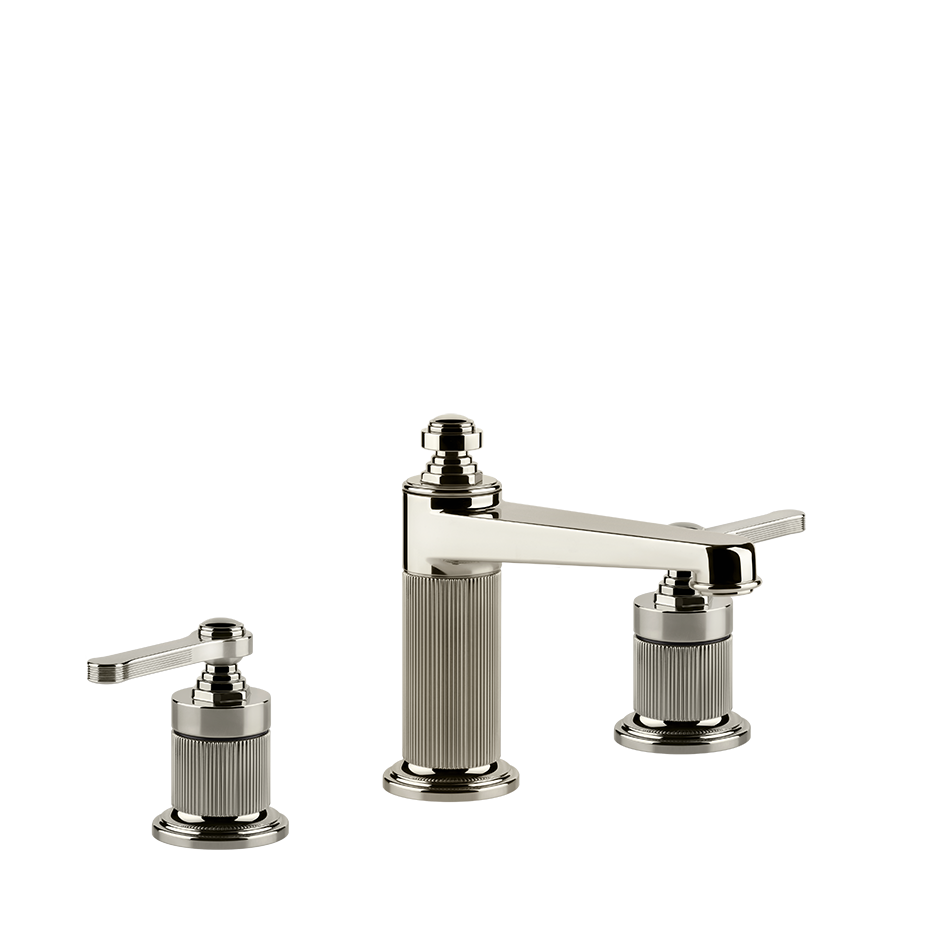 Gessi Venti20 Medium Three Piece Basin Tap Set without Waste - Nickel PVD PF65014-720