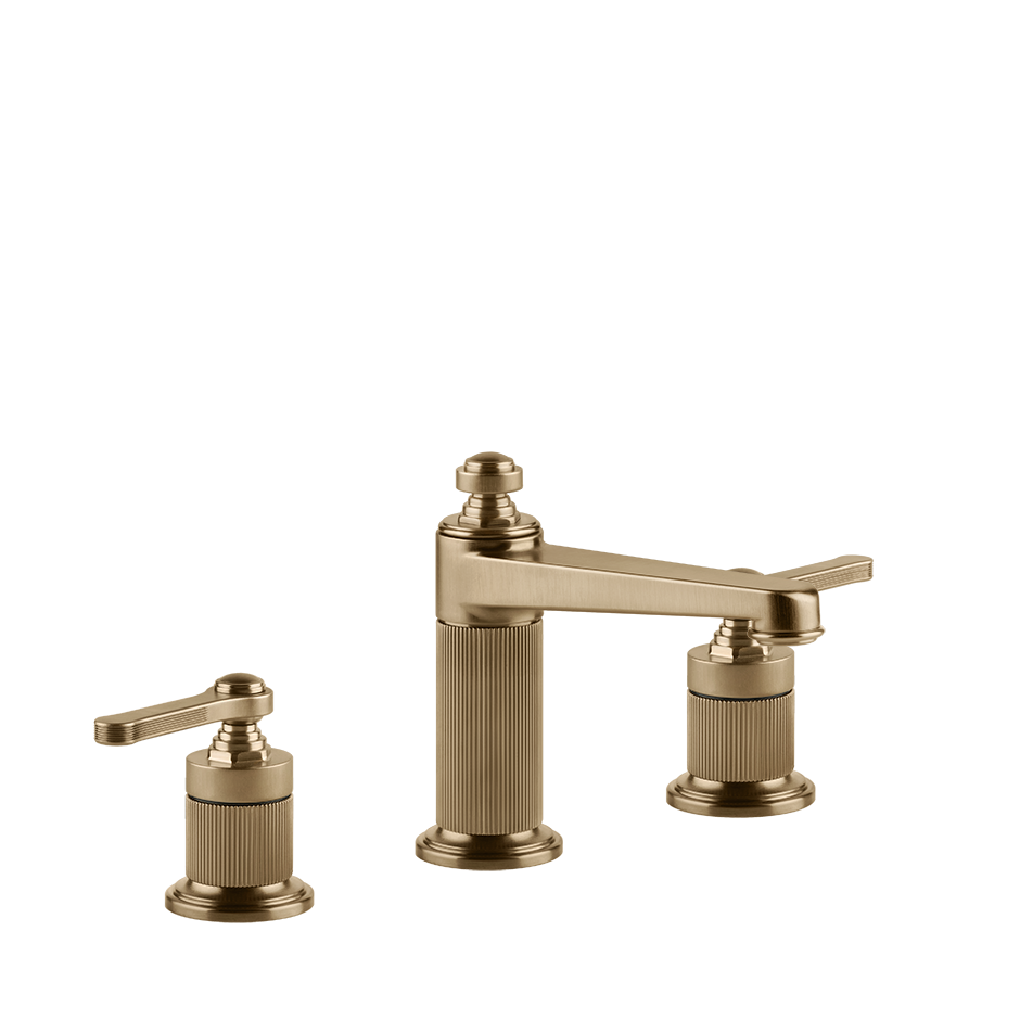 Gessi Venti20 Medium Three Piece Basin Tap Set without Waste - Warm Bronze Br. PVD PF65014-726