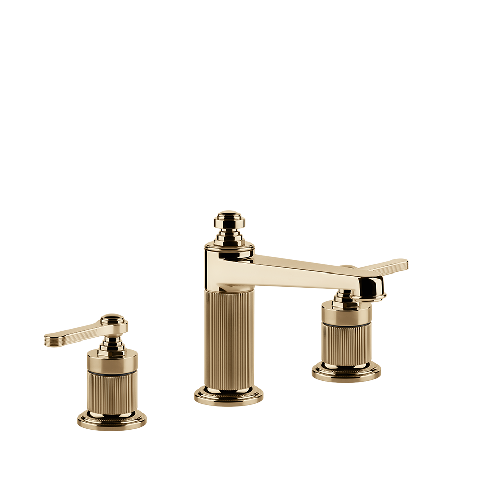 Gessi Venti20 Medium Three Piece Basin Tap Set without Waste - Warm Bronze PVD PF65014-735