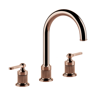 Gessi Venti20 Three Piece Basin Tap Set with Umbrella Spout (No Waste) - Copper PVD PF65016-030