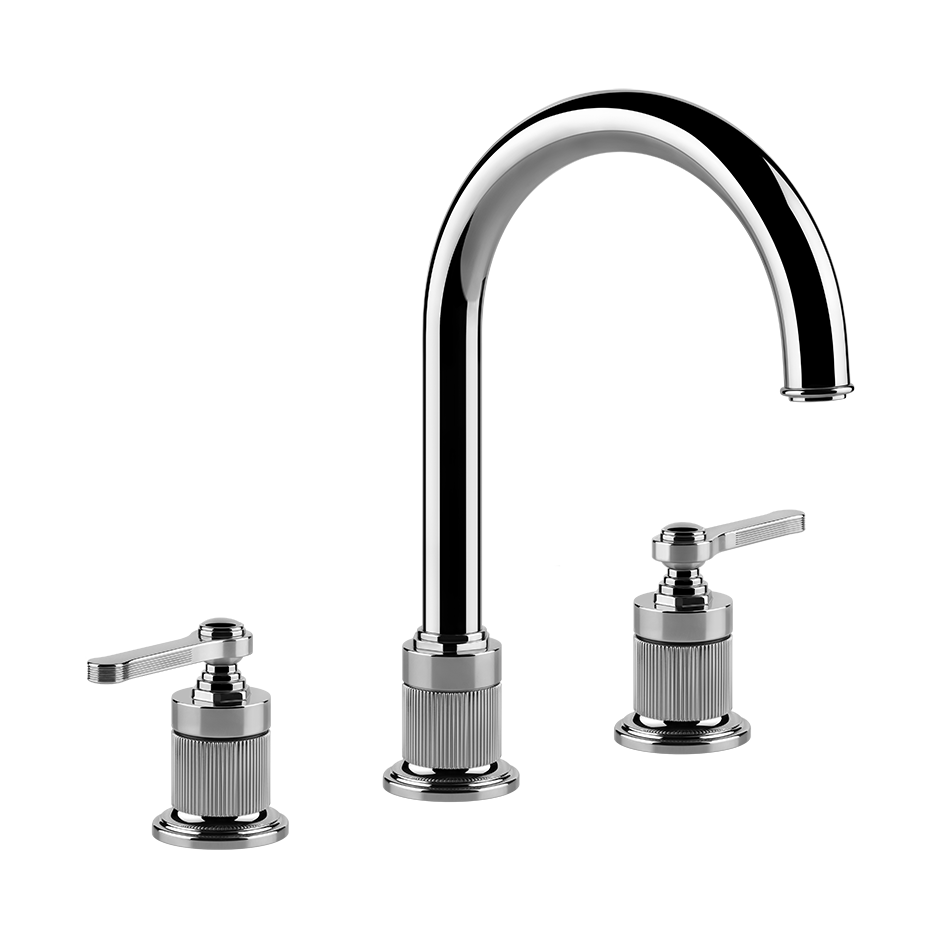 Gessi Venti20 Three Piece Basin Tap Set with Umbrella Spout (No Waste) - Chrome PF65016-031