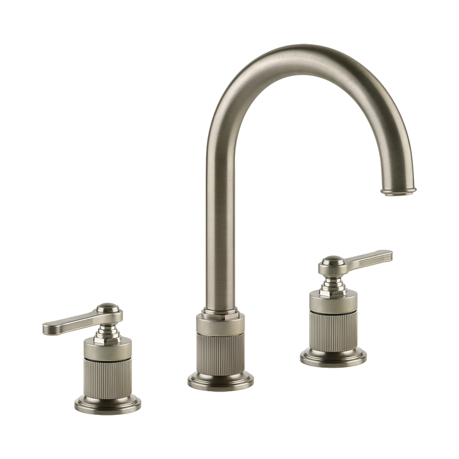 Gessi Venti20 Three Piece Basin Tap Set with Umbrella Spout (No Waste) - Finox Brushed Nickel PF65016-149