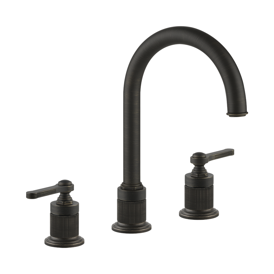 Gessi Venti20 Three Piece Basin Tap Set with Umbrella Spout (No Waste) - Aged Bronze PF65016-187