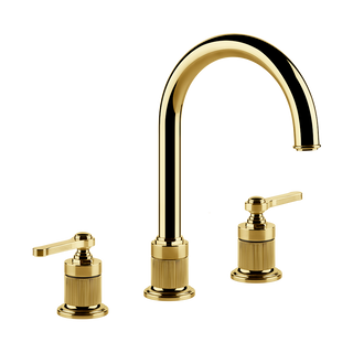 Gessi Venti20 Three Piece Basin Tap Set with Umbrella Spout (No Waste) - Gold PVD PF65016-246