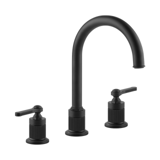 Gessi Venti20 Three Piece Basin Tap Set with Umbrella Spout (No Waste) - Matte Black PF65016-299