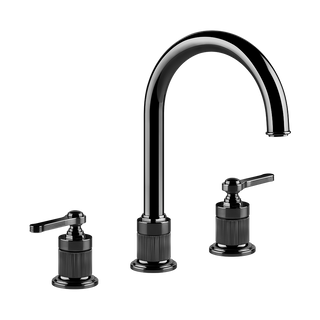 Gessi Venti20 Three Piece Basin Tap Set with Umbrella Spout (No Waste) - Black Metal PVD PF65016-706