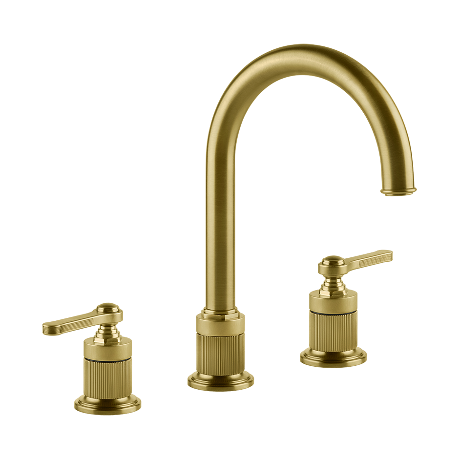 Gessi Venti20 Three Piece Basin Tap Set with Umbrella Spout (No Waste) - Gold Brushed PVD PF65016-716
