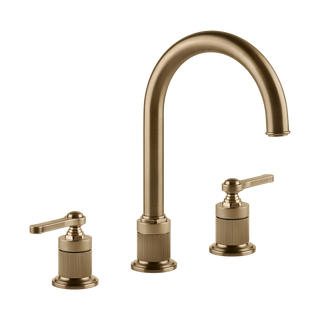 Gessi Venti20 Three Piece Basin Tap Set with Umbrella Spout (No Waste) - Warm Bronze Brushed PVD PF65016-726