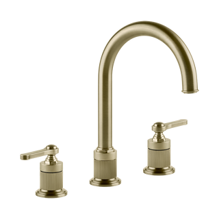 Gessi Venti20 Three Piece Basin Tap Set with Umbrella Spout (No Waste) - Brass Brushed PVD PF65016-727