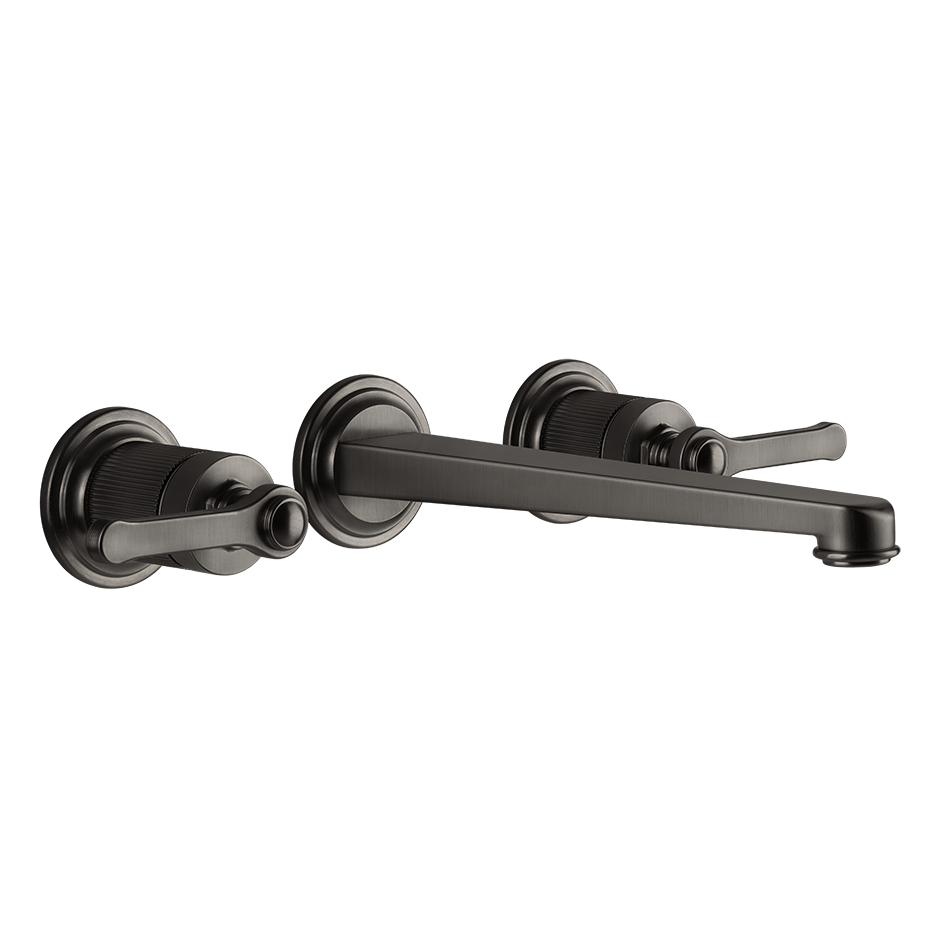 Gessi Venti20 Wall Basin Tap Set (Requires Internal Body) - Black Metal Brushed PVD PF65090-707