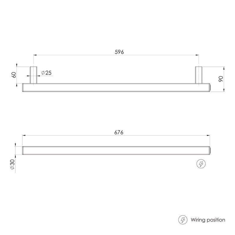 Phoenix 12V Heated Towel Rail Square 600mm - Brushed Nickel