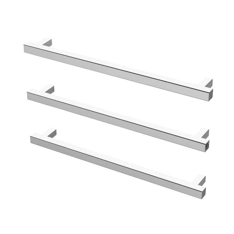 Phoenix 12V Heated Triple Towel Rail Square 600mm - Chrome