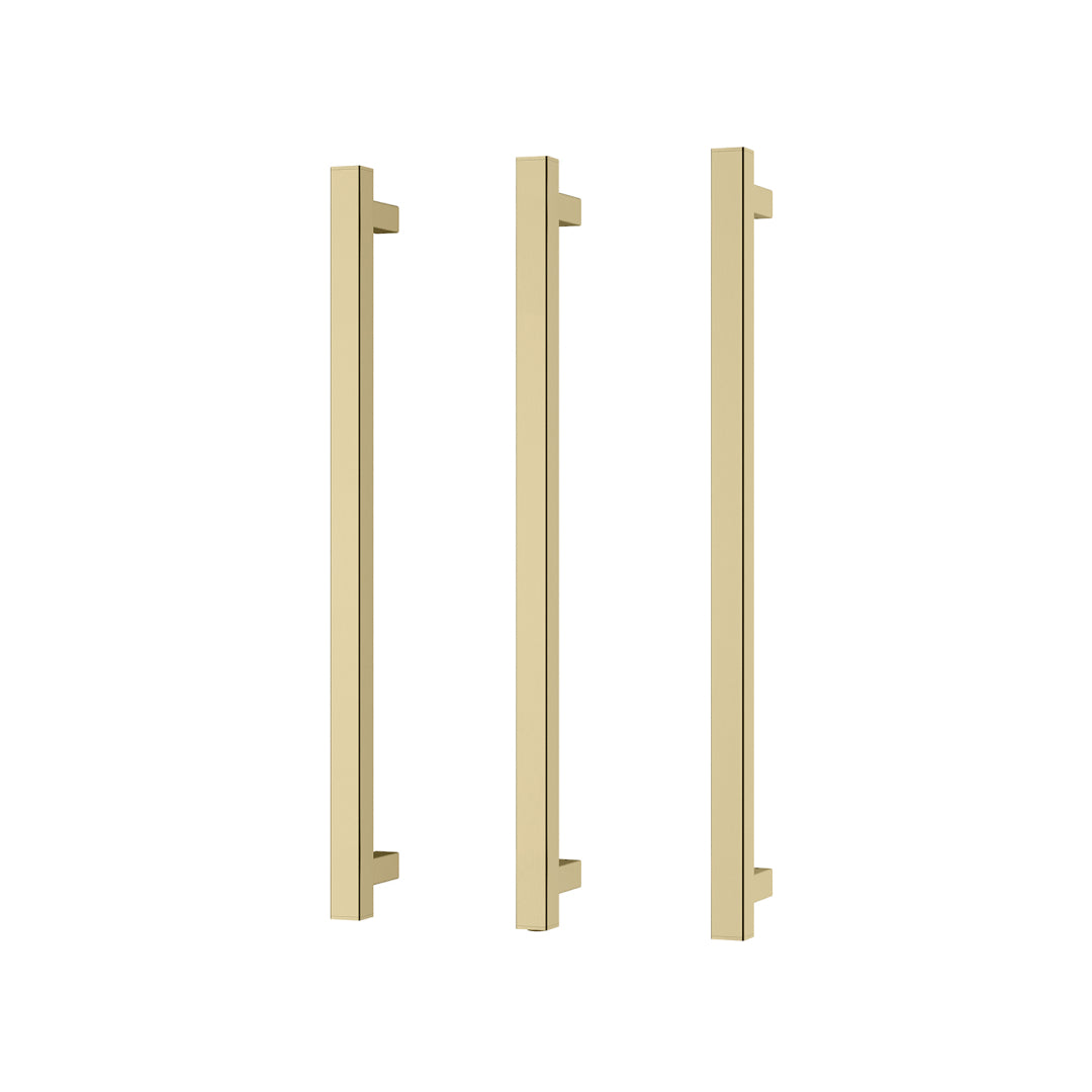 Phoenix 12V Heated Triple Towel Rail Square 600mm - Brushed Gold - 651-8762-12