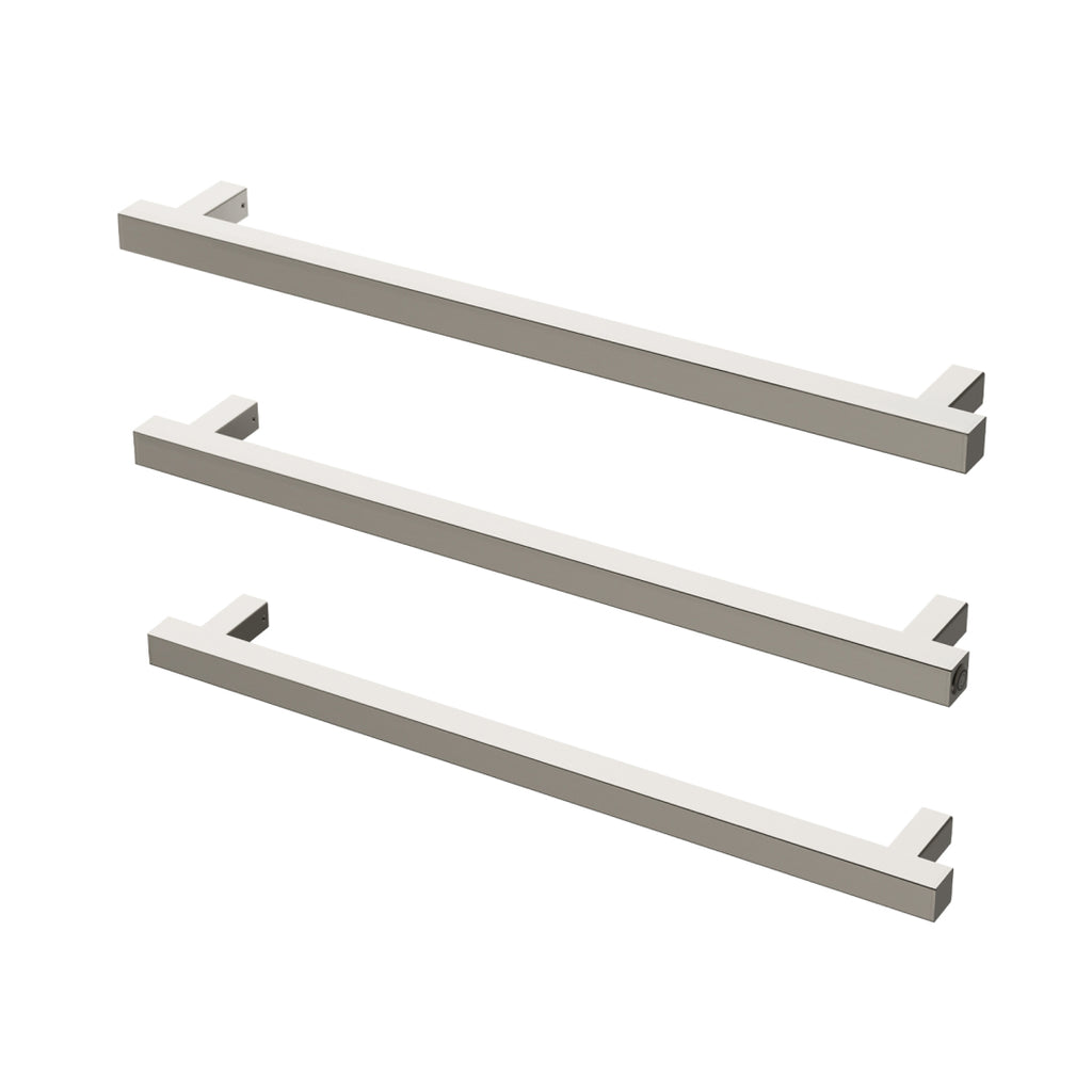 Phoenix 12V Heated Triple Towel Rail Square 600mm - Brushed Nickel - 651-8762-40