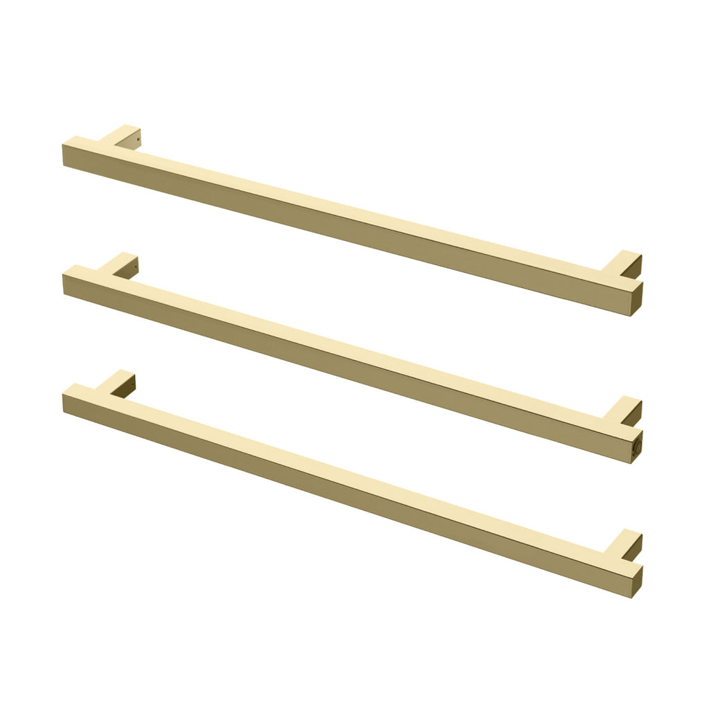 Phoenix 12V Heated Triple Towel Rail Square 800mm - Brushed Gold - 651-8763-12