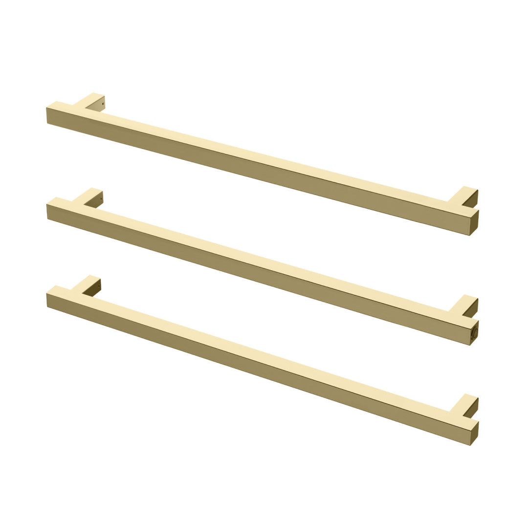 Phoenix 12V Heated Triple Towel Rail Square 800mm - Brushed Gold - 651-8763-12