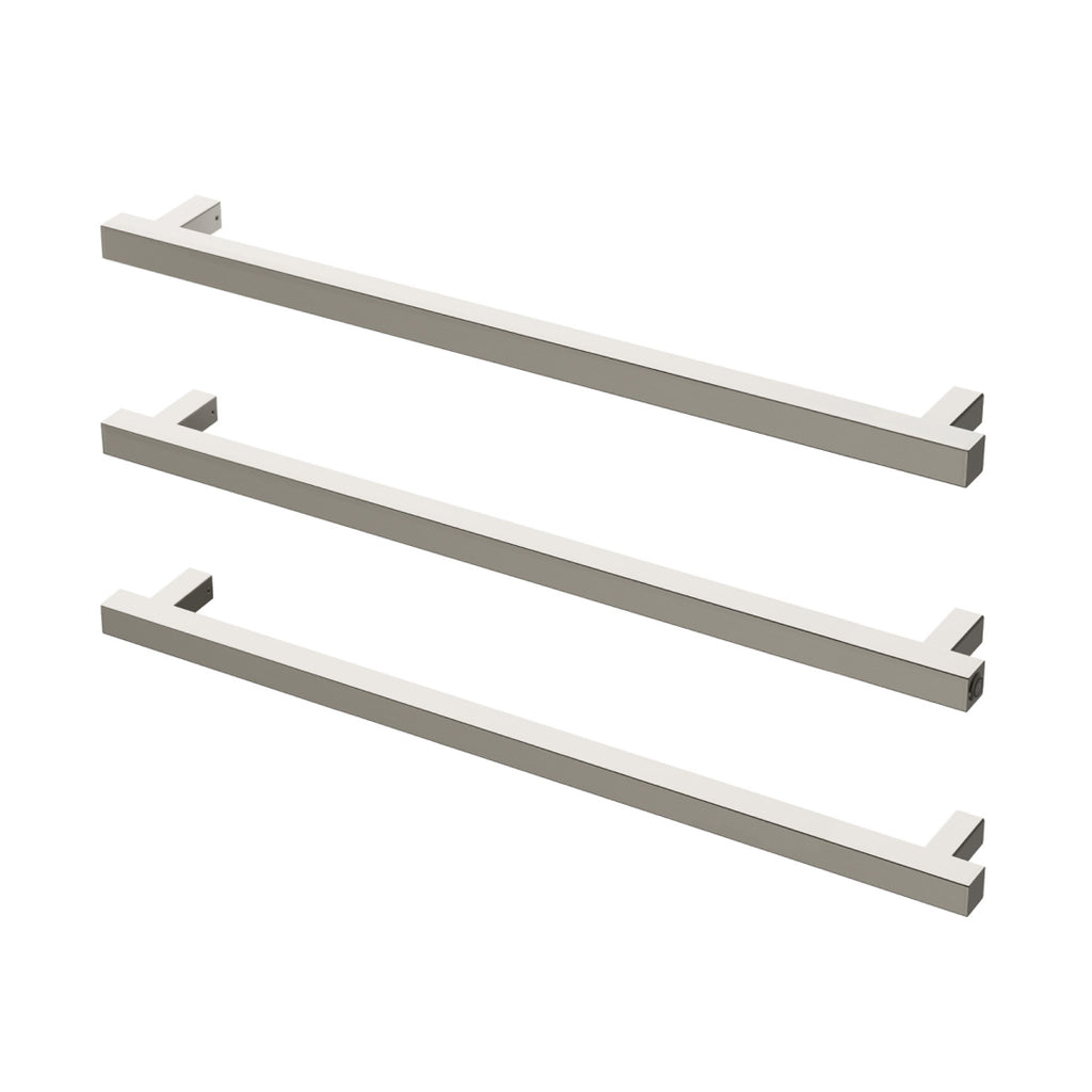 Phoenix 12V Heated Triple Towel Rail Square 800mm - Brushed Nickel - 651-8763-40