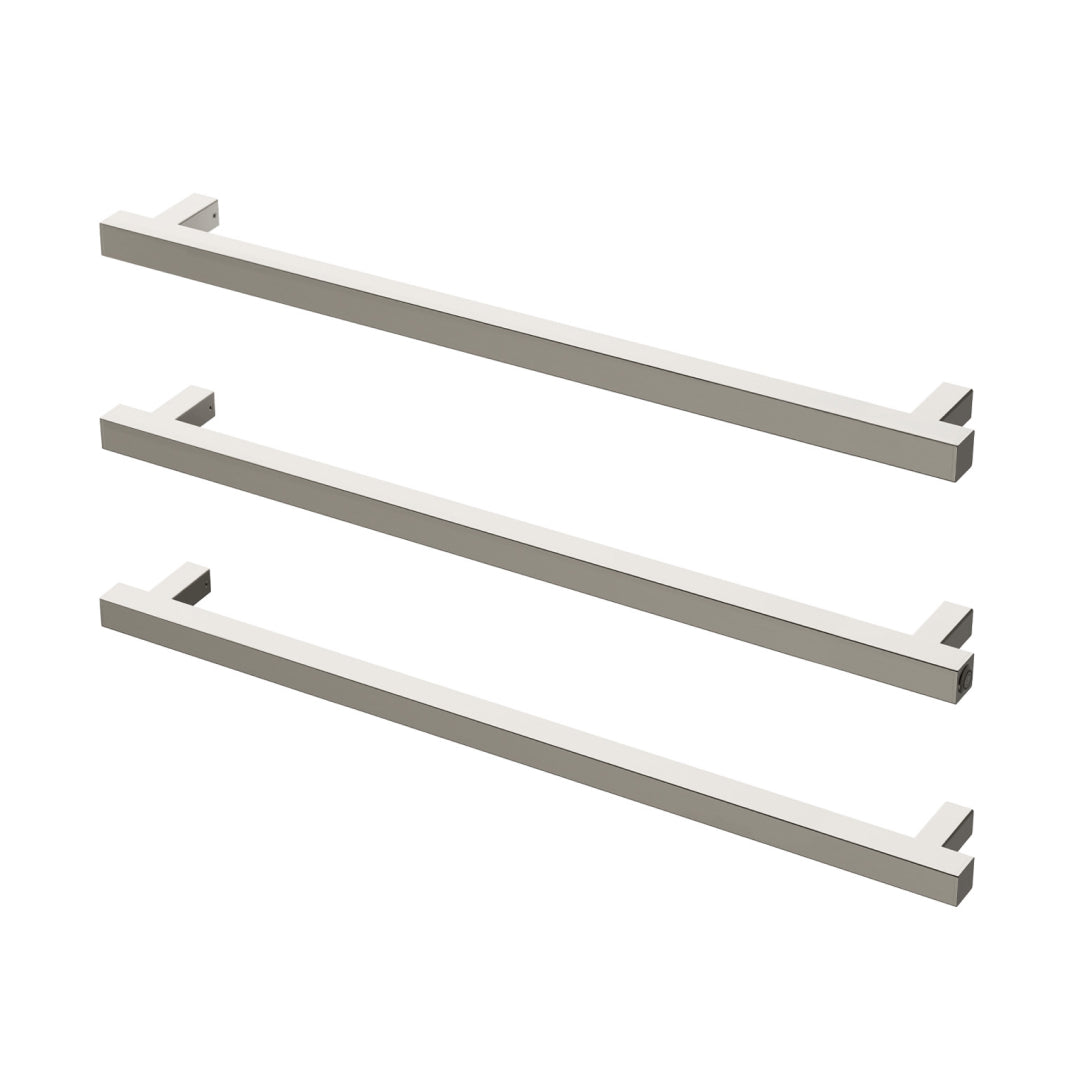 Phoenix 12V Heated Triple Towel Rail Square 800mm - Brushed Nickel - 651-8763-40