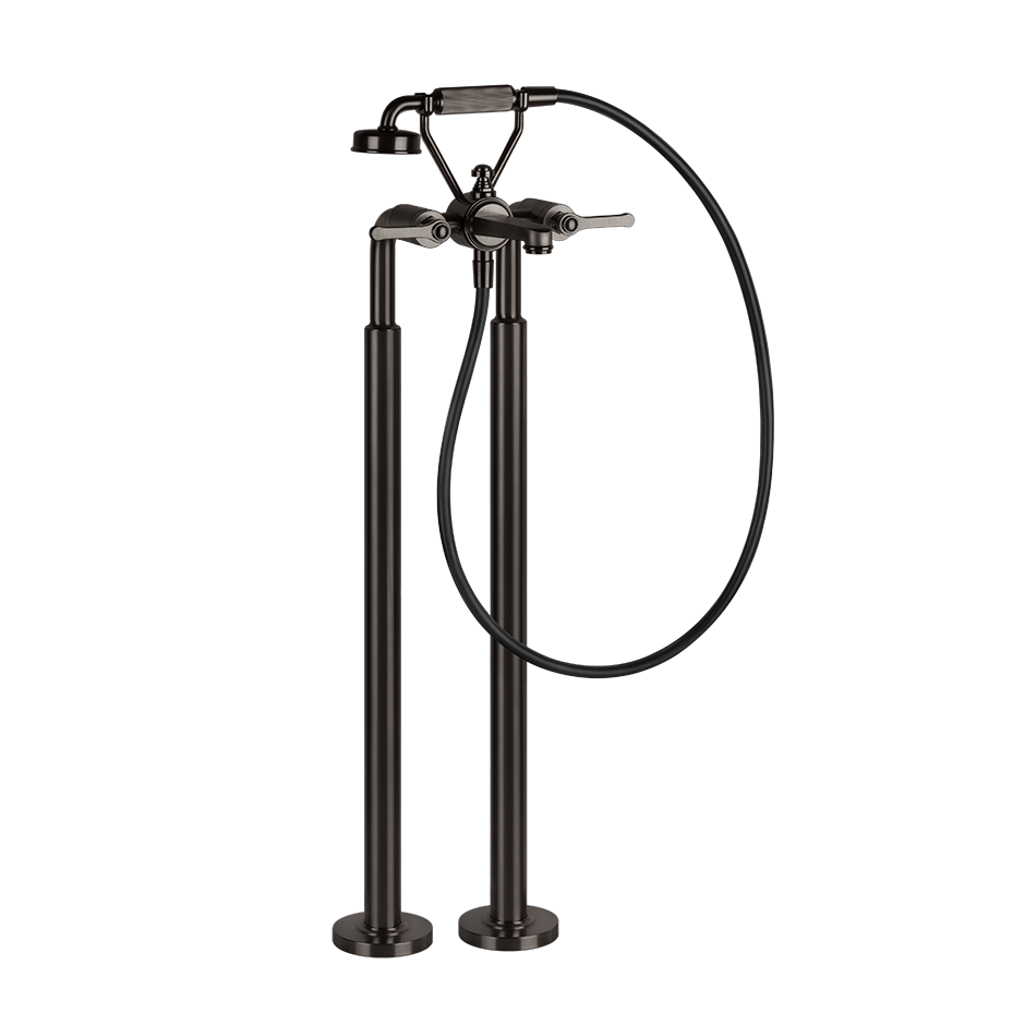 Gessi Venti20 Freestanding Bath Mixer (Includes In-Wall Body) - Black Metal Brushed PVD PF65099+65128-707